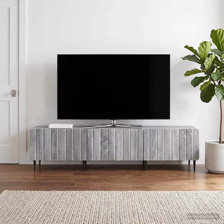 Mobile TV moderno vidaXL in legno ingegnerizzato grigio, L 147 x P 34,5 x H 32 cm