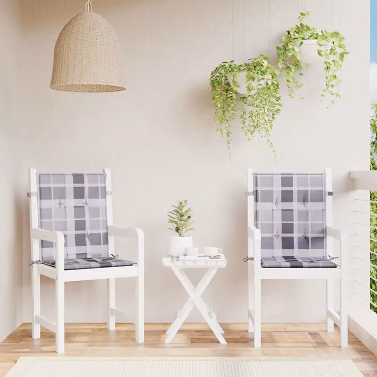 Set di 2 cuscini per sedia vidaXL in tessuto Oxford grigio e multicolore, impermeabili e traspiranti, L: 100 cm, P: 100 cm, H: 3 cm