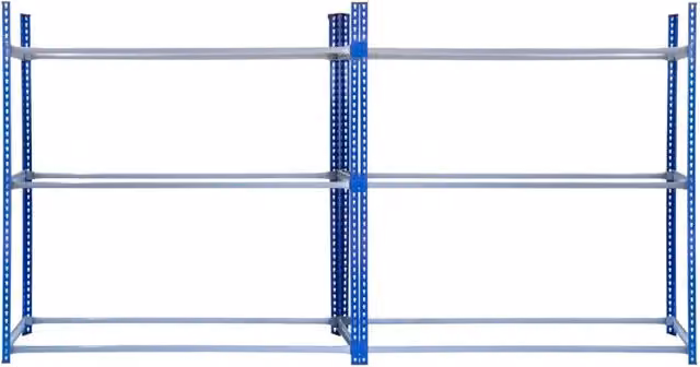 Set di 2 Scaffali Porta Pneumatici Monster Shop in Metallo con 3 Ripiani, Colore Blu e Grigio