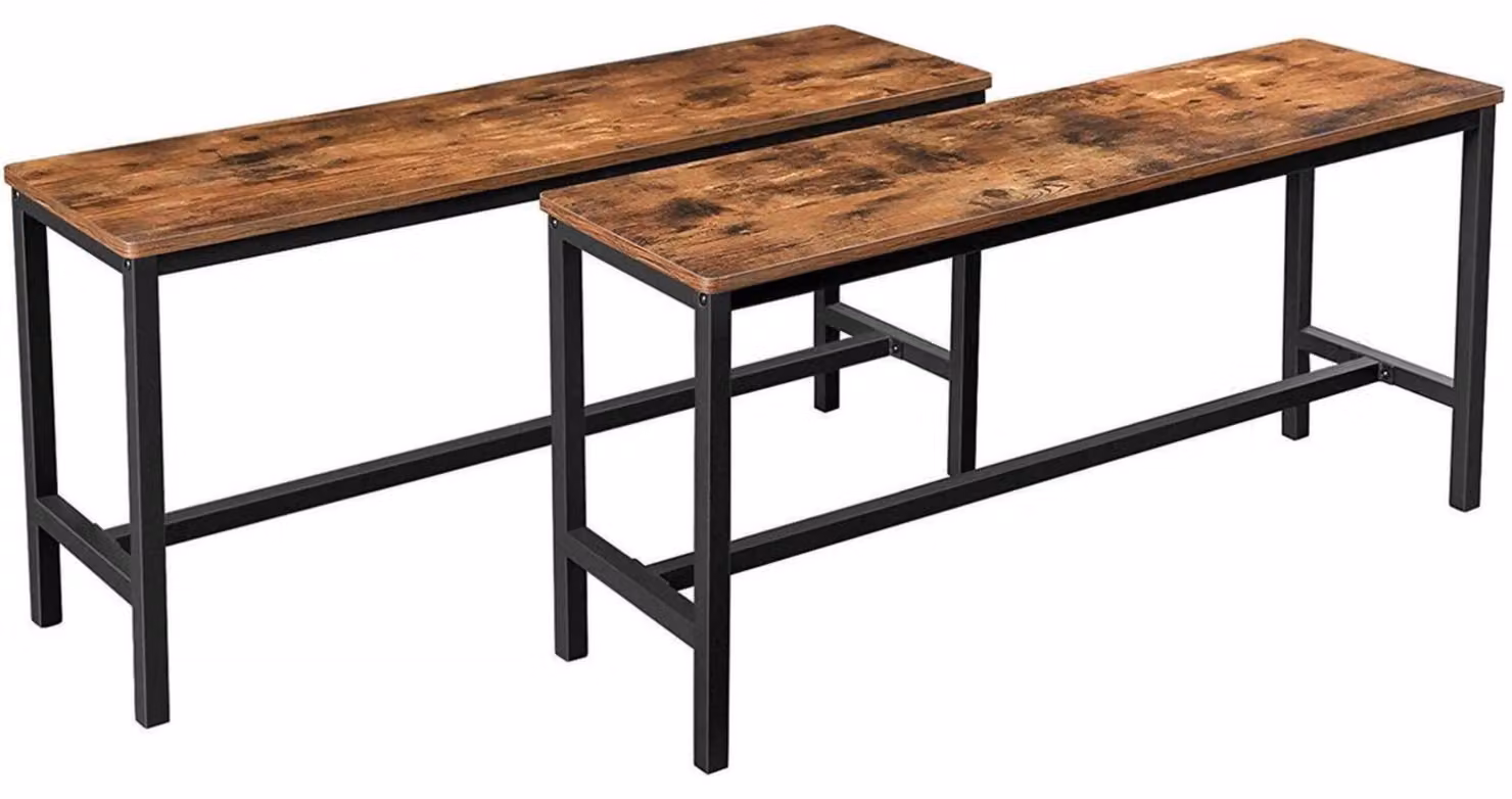 Set industriale composto da 2 panche da tavolo – Panchina per sala da pranzo – 108 x 32,5 x 50 cm
