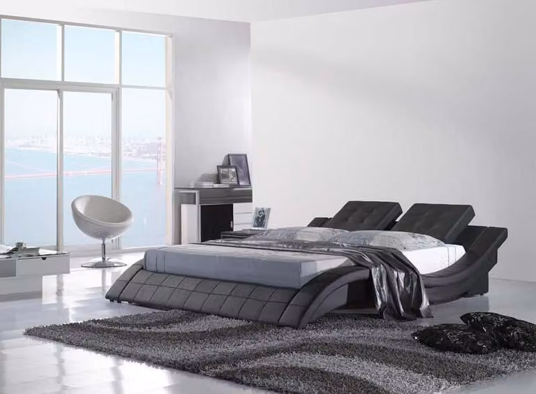 Doppelbett Designer Bett Ehebett Polsterbett Schlafzimmer Lederbett Betten