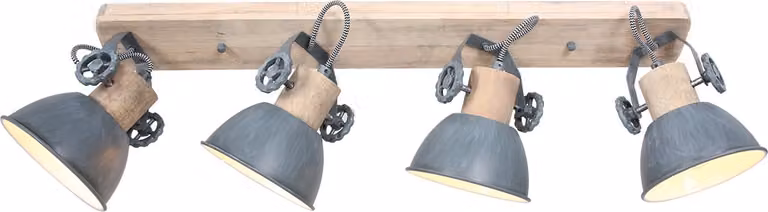 Faretto - grigio - Gearwood - legno metallo - faretto a superficie - E27 - 2729GR - Mexlite