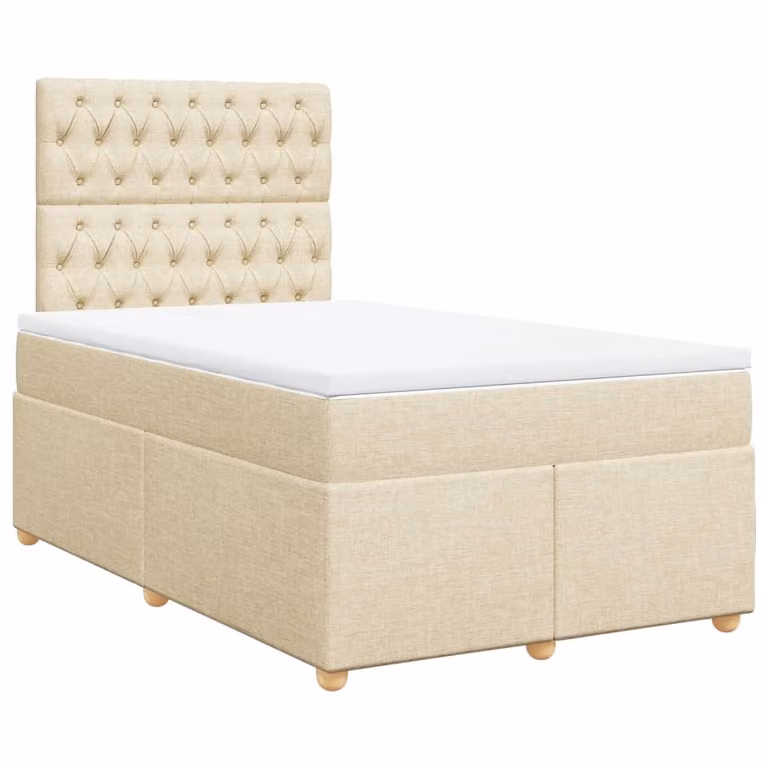 Giroletto a Molle con Materasso Crema 120x200 cm in Tessuto