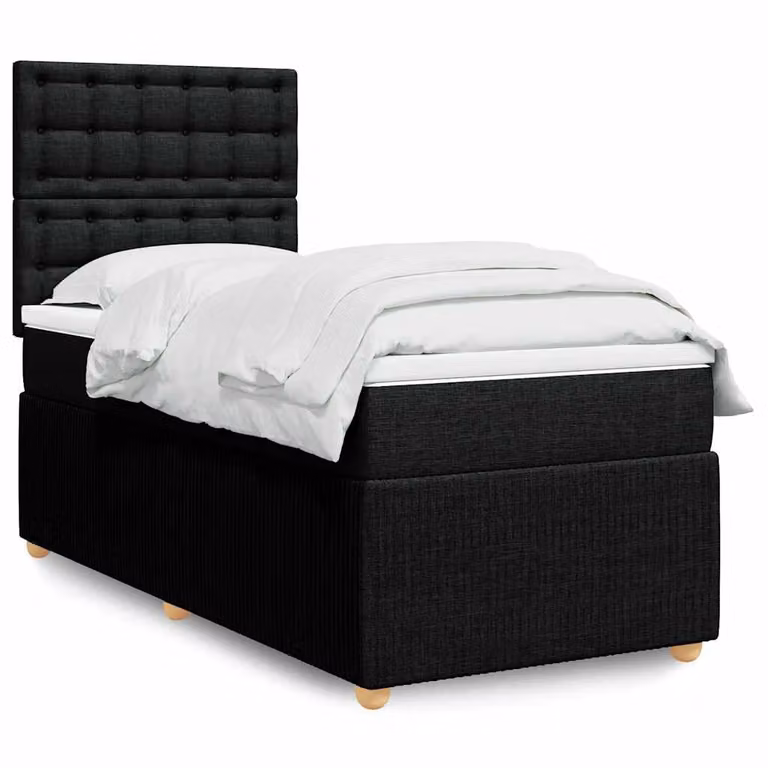vidaXL Giroletto a Molle con Materasso Nero in Tessuto L: 100 cm, P: 200 cm