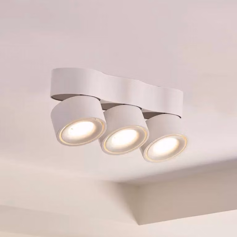 Faretto a soffitto LED Rotari Arcchio, dimmerabile, Bianco / Opale, Soggiorno / Sala da pranzo, Alluminio, Moderno, Plafoniera LED