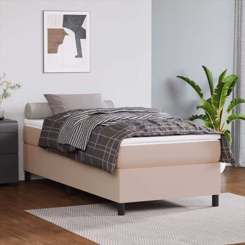 The Living Store Letto a molle Cappuccino-marrone 80x200 cm in Pelle finta