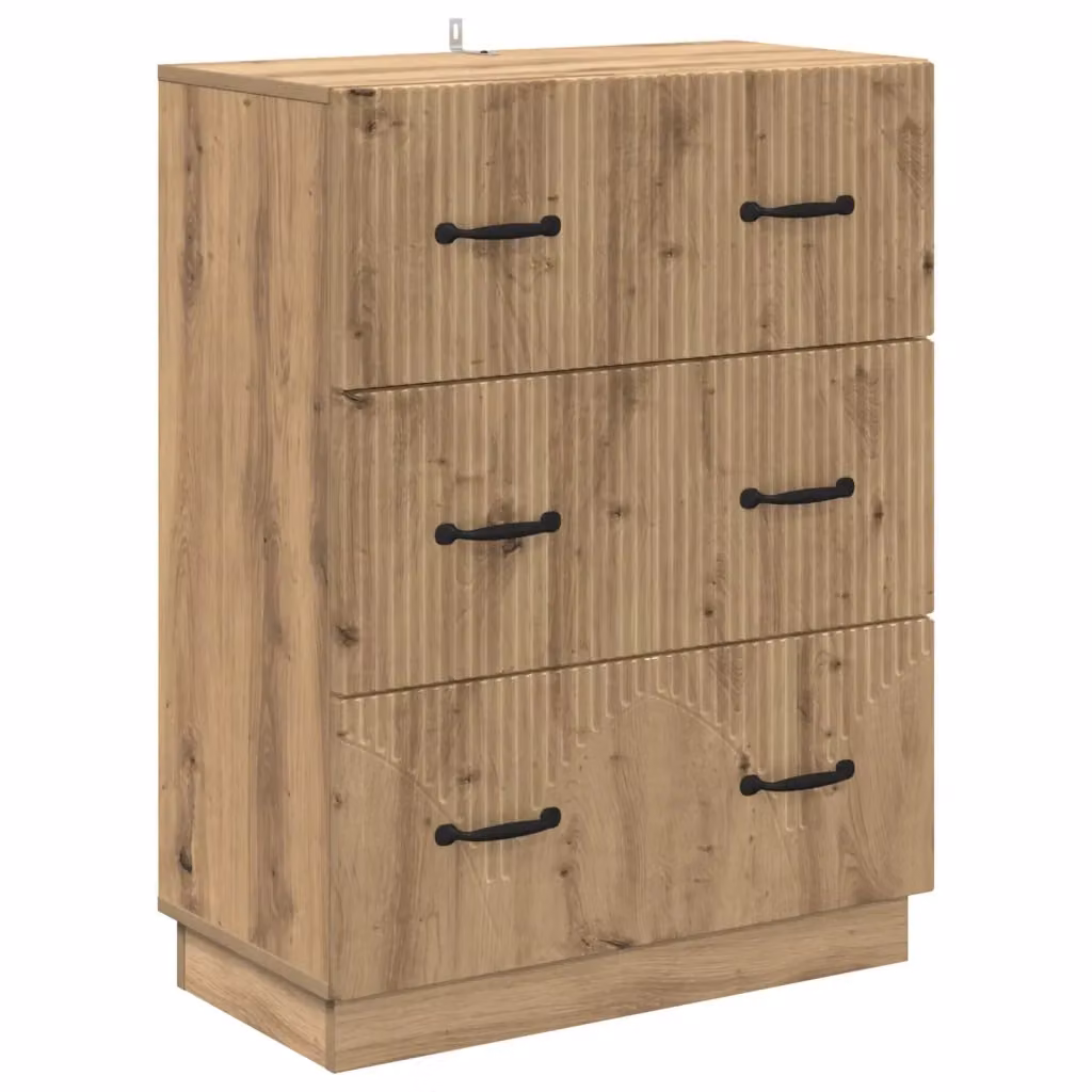 Mobile con Cassetti Moderno vidaXL in Legno e Metallo Marrone L: 66 cm, P: 34,5 cm, H: 87 cm – 2