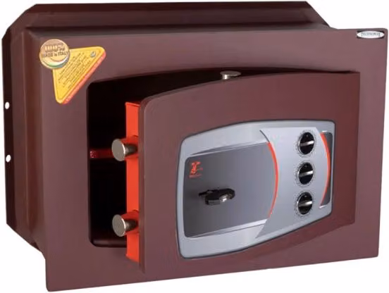 Cassaforte a muro Technomax DM/4 in acciaio marrone con apertura a chiave e combinazione, L/P/H: 39 x 27 x 20 cm