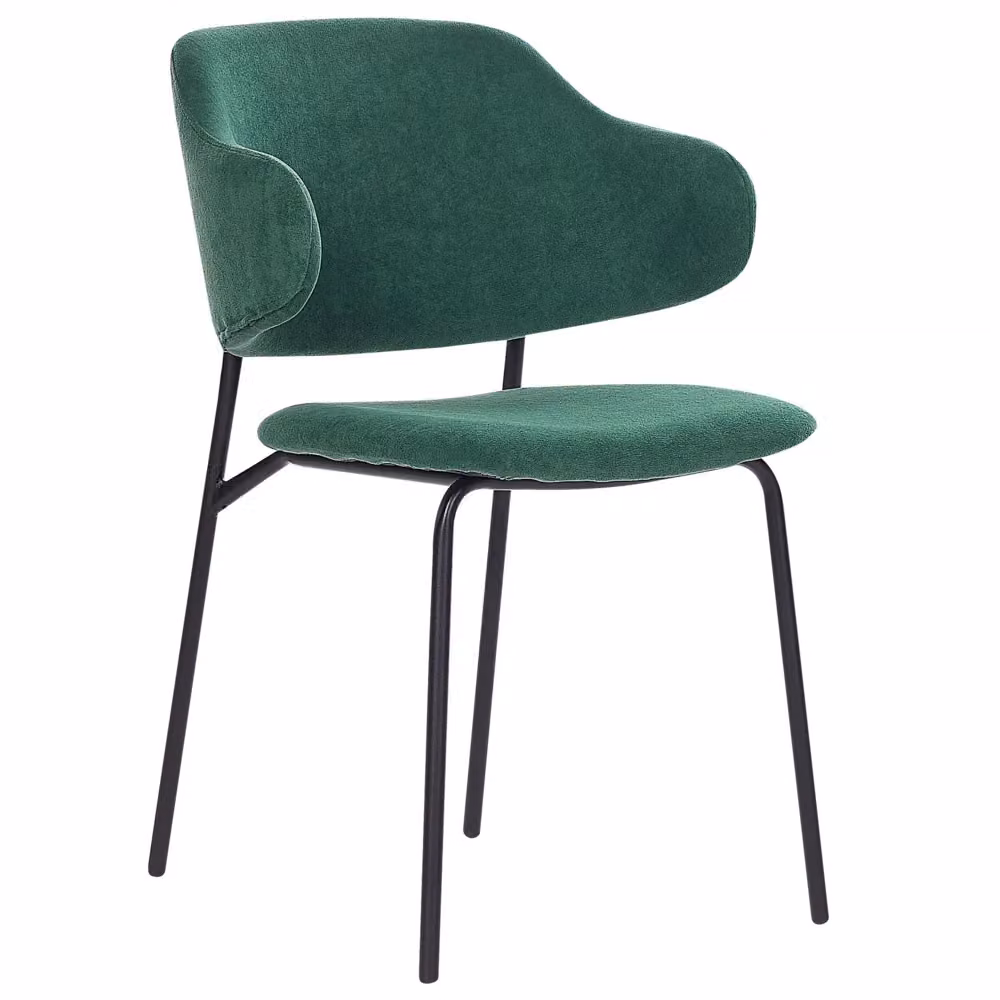 Set di 2 sedie da pranzo BELIANI in stile moderno con sedile imbottito in tessuto verde e struttura nera, L: 48 cm, P: 58 cm, H: 82 cm – 2
