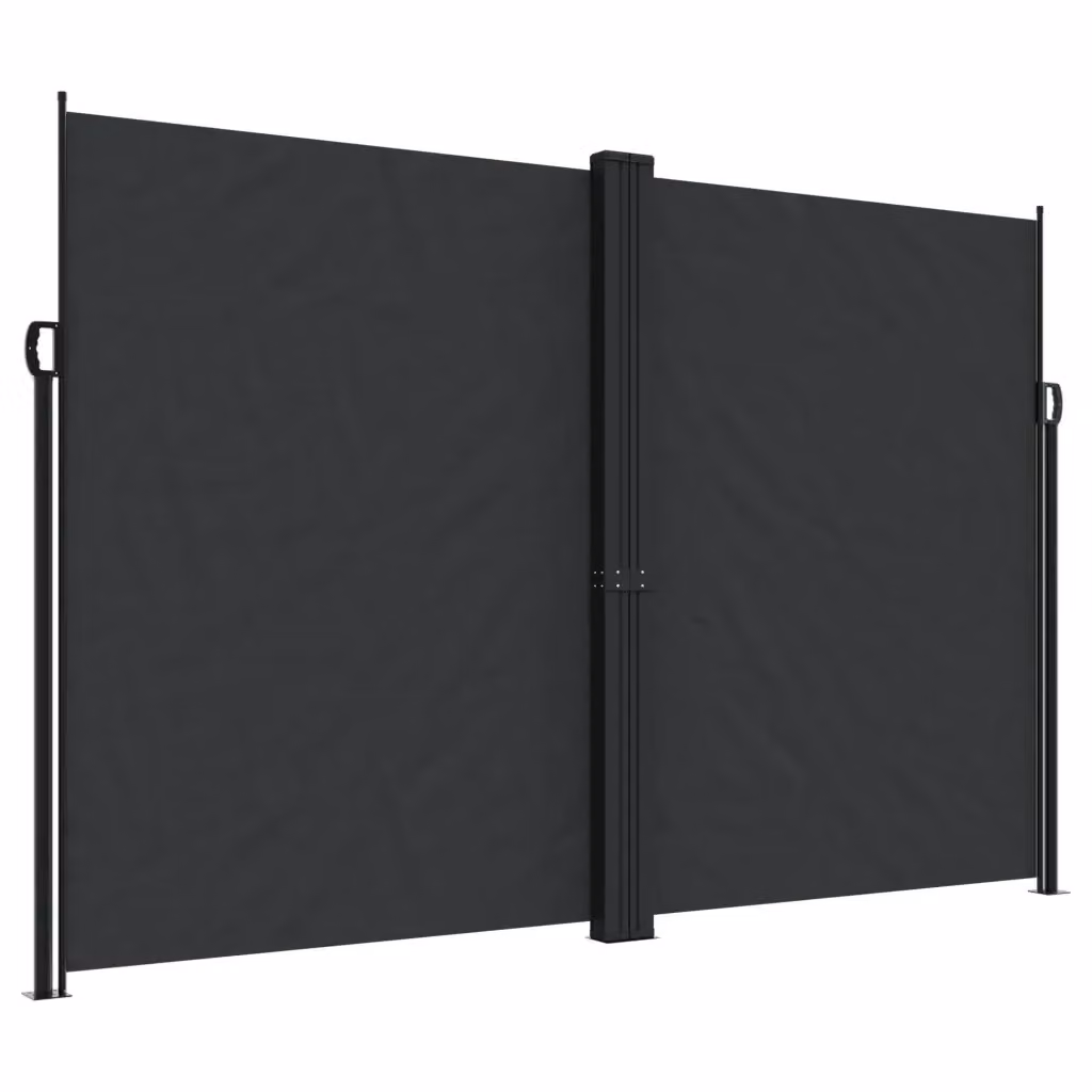 Tenda da Sole Laterale Retrattile vidaXL in Poliestere e Acciaio, Colore Nero, L: 600 cm, H: 220 cm, P: 60 cm – 2