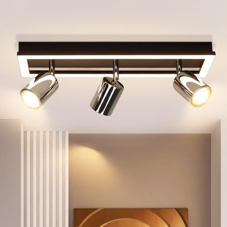 ZMH LED faretto da soffitto 3 fiamme plafoniera moderna GU10 spot da soffitto orientabile lampada da cucina faretto da corridoio 15W bianco caldo lampada da soffitto 42CM per cucina ufficio soggiorno camera da letto (senza lampadina)