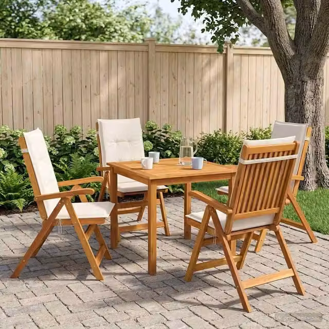 Set da pranzo da giardino vidaXL in legno di acacia oliato, 5 pezzi per 4 persone, beige e marrone
