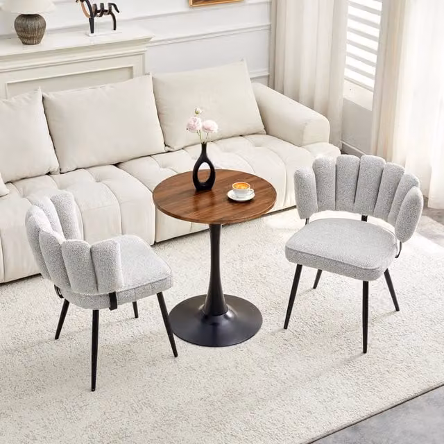 Set tavolo da pranzo rotondo Mivray con 2 sedie in tessuto, piano in MDF laminato e gambe in metallo, L: 120 cm, H: 72 cm