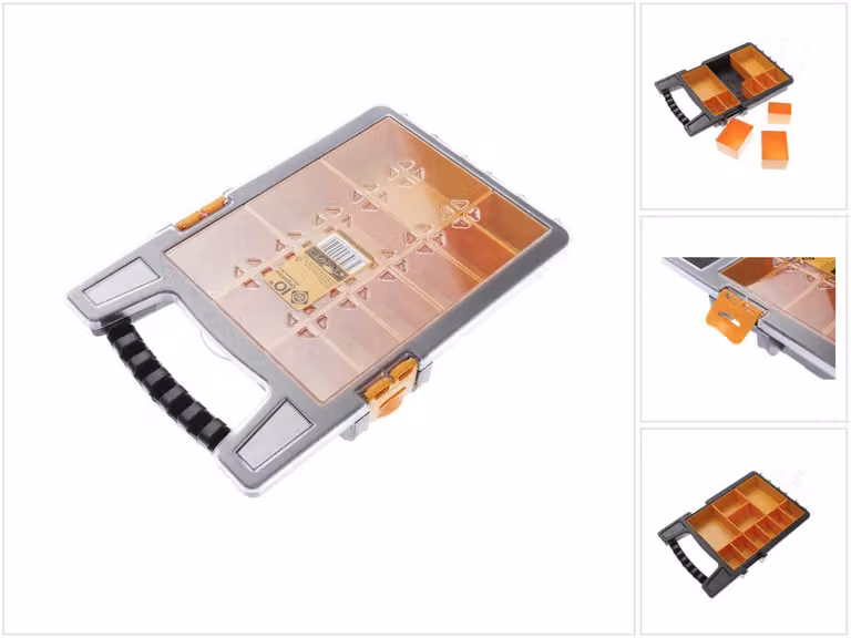 FORTE Tools K-ORG-10 Cassetta per attrezzi 35x24x6 cm, contenitore, organizzatore con 10 scomparti diversi, rimovibile, robusto, coperchio antigraffio (000051144679)