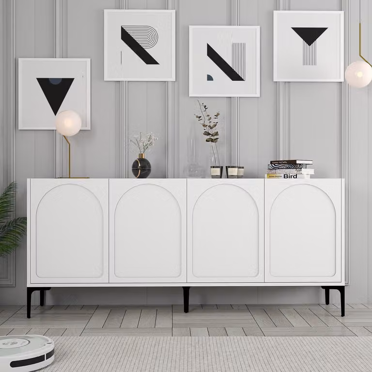 Skye Decor, Lyon 79 - Bianco, Nero, Consolle, Bianco, 100% PANNELLI DI PARTICELLE RIVESTITI IN MELAMMINA, 180 x 35 x 79 cm