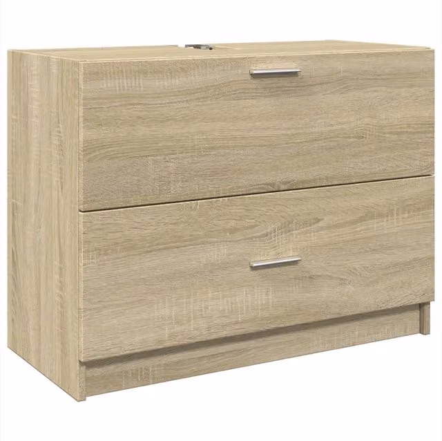 Armadio sottolavabo in legno multistrato ampio spazio portaoggetti bagno 78 x 37 x 59 cm rovere sonoma 02_0049537