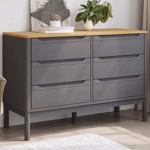 Cassettiera a parete vidaXL in legno di pino grigio opaco