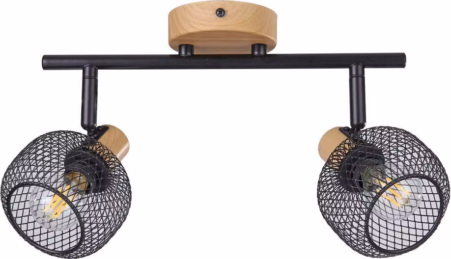 Faretto da parete e soffitto faggio / nero opaco E14 2x40W Grendel 3128 Rabalux