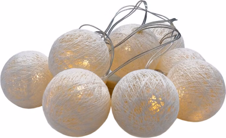 Raphia luci fiabesche con 10 sfere LED - funzionamento a batteria - colore: bianco