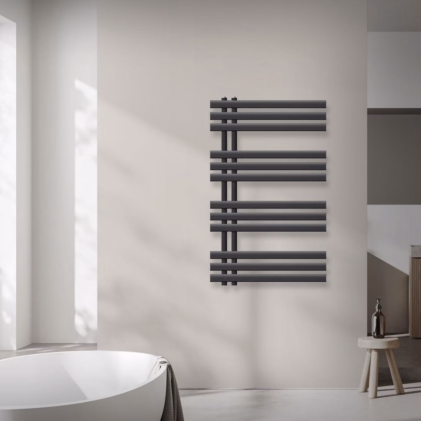 Radiatore da bagno LuxeBath design, 600x1000 mm, antracite, incl. set di montaggio, senza elemento riscaldante