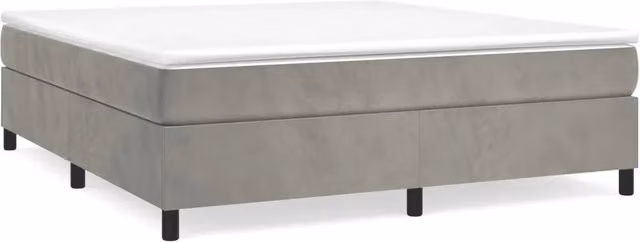 Letto matrimoniale moderno rivestito in velluto grigio con struttura a rete L 200 cm x P 200 cm x H 35 cm