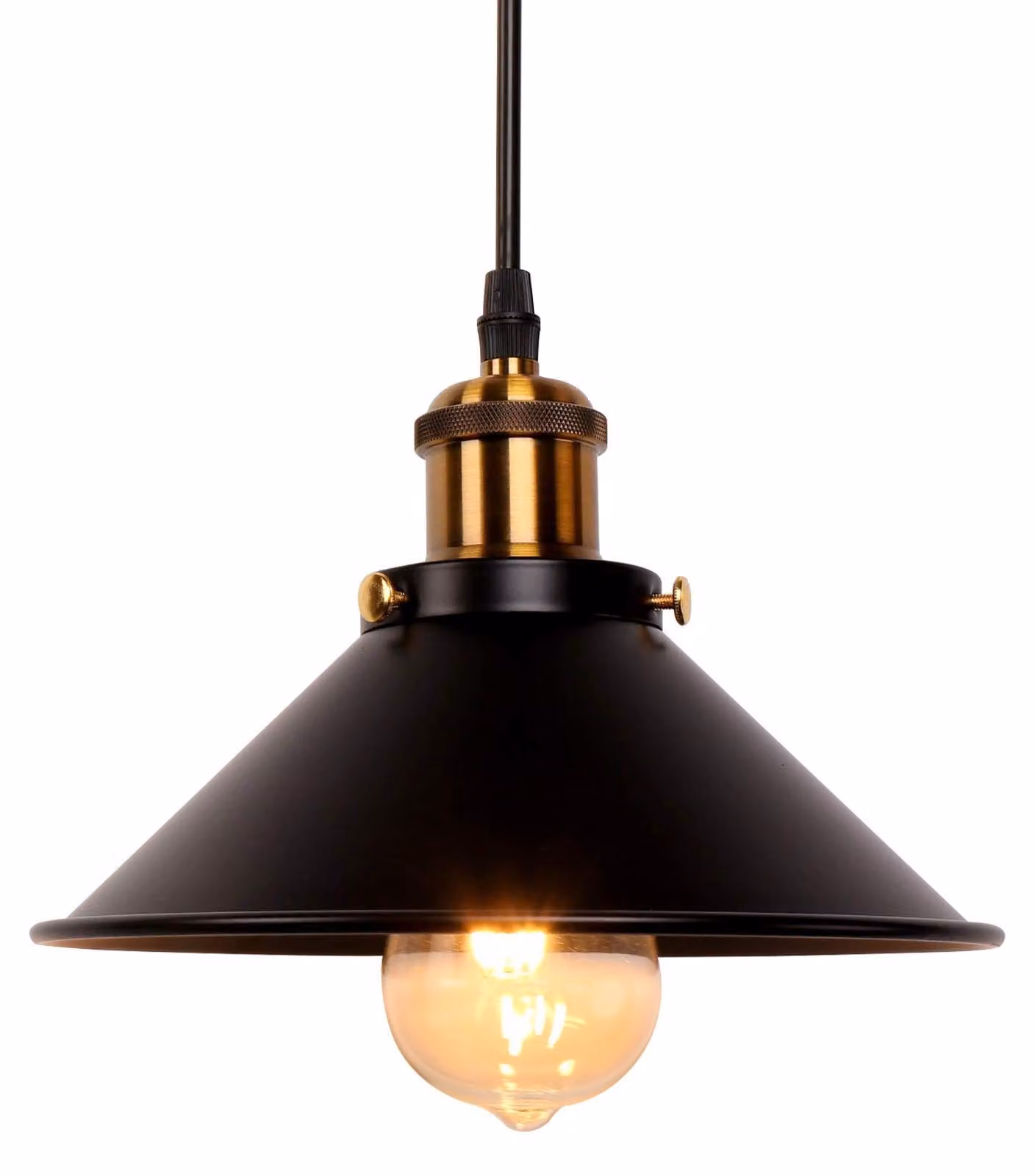 Lampada a sospensione vintage, stile retrò, colore nero. Lampada da soffitto in ferro, design a ombrello, ideale per la cucina o il bar