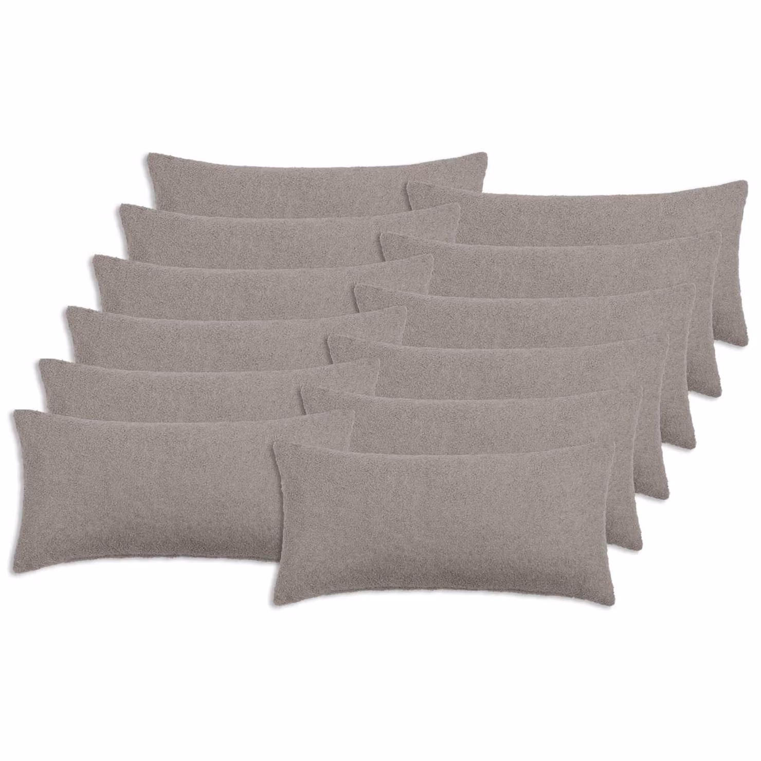 Set di 12 federe vidaXL HEERLEN in tessuto bouclé grigio chiaro, L 40 cm x P 80 cm