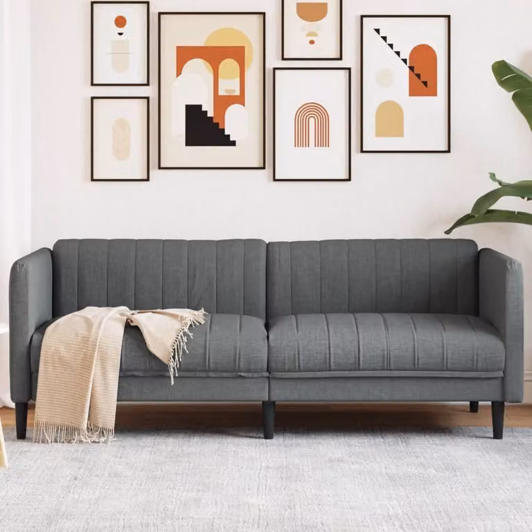 Maison Exclusive - Divano a 3 posti, colore grigio scuro, rivestito in tessuto