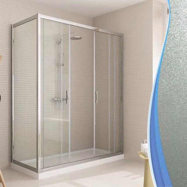 Box Doccia Angolare 75x160 cm 2 Ante Scorrevoli in Cristallo Opaco 6mm H198 Fosterberg Viborg Duo