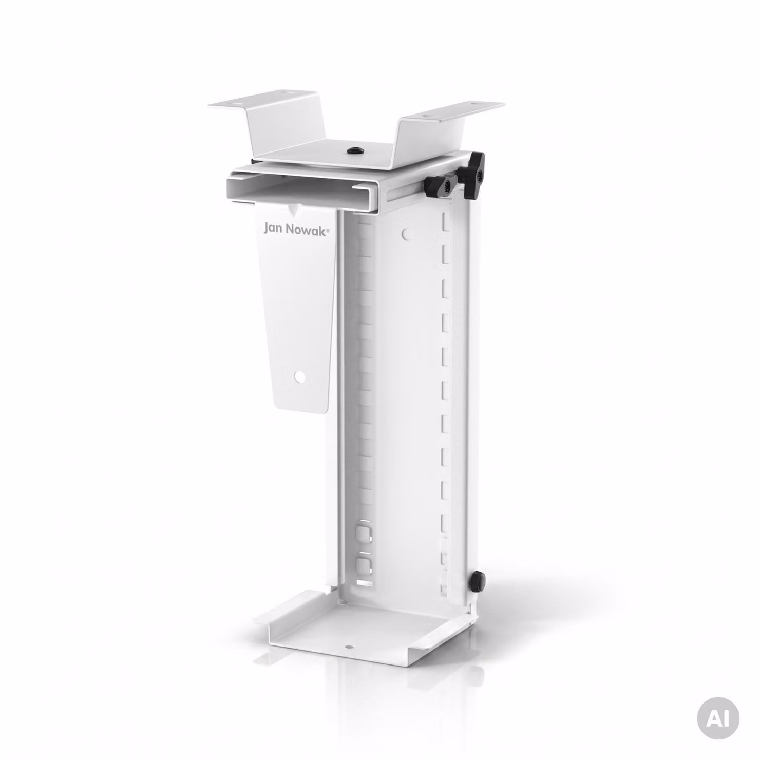 Supporto regolabile per computer da fissare sotto la scrivania, in metallo, colore bianco: PC HOLDER