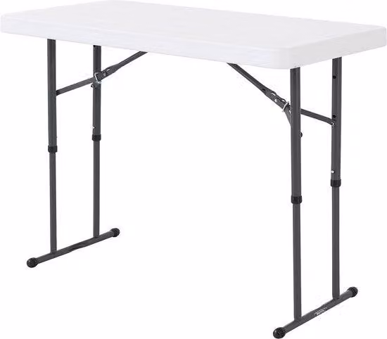 Tavolo portaoggetti pieghevole ad altezza regolabile (12 m) - 4 gambe - bianco granito