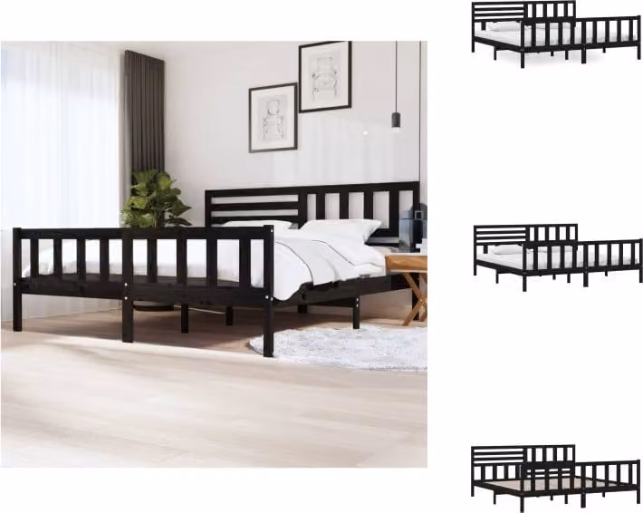 vidaXL Letto in legno massiccio nero 200x200 cm - Letti & reti