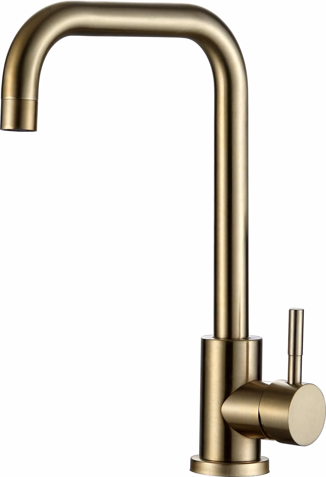 Miscelatore da cucina, monocomando, girevole a 360°, finitura oro spazzolato, ottone, monoblocco