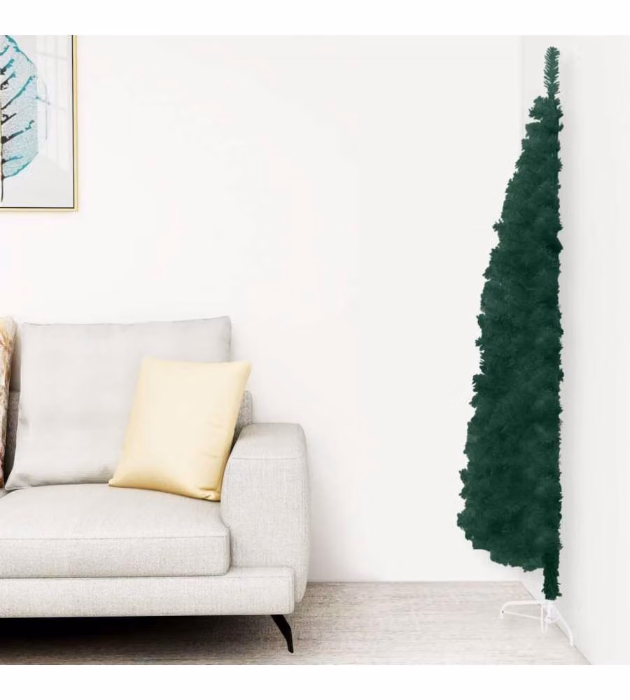 Albero Natale Artificiale Sottile a Metà Supporto Verde 150 cm