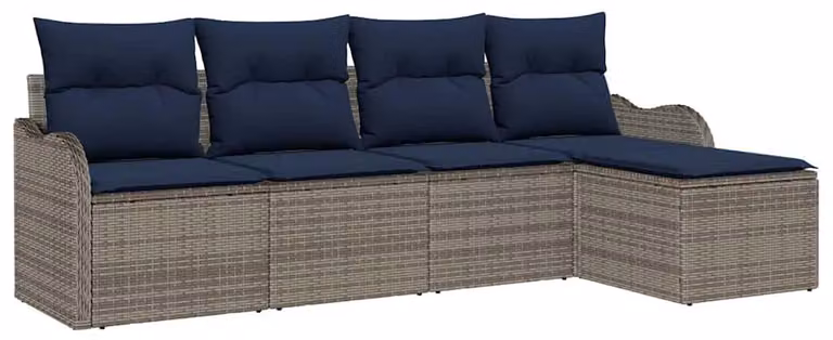 Set di divani da giardino in rattan grigio