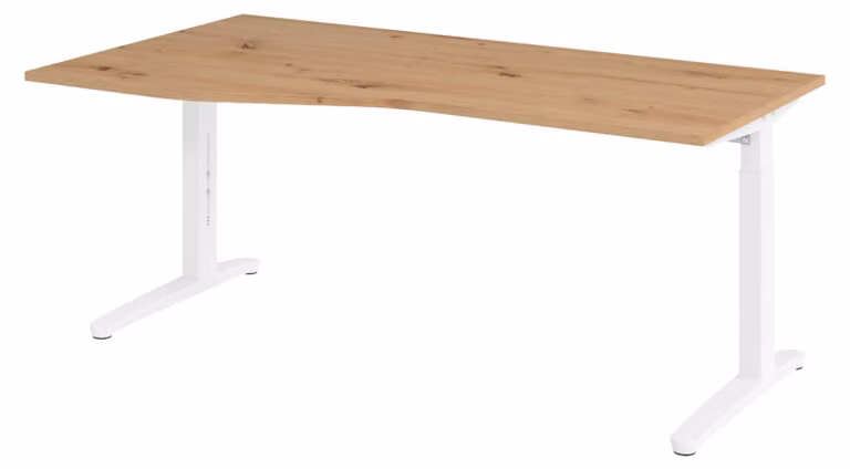 bümö Scrivania Serie-XB - Decorazione: rovere nodoso, dimensioni: 180 x 100 cm, struttura: bianco