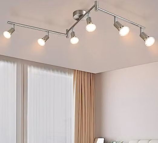 ZMH Faretto da soffitto a LED a 6 luci - Lampada da soffitto per soggiorno - Faretto da soffitto GU10 orientabile a 330° - Lampada in acciaio inossidabile per camera da letto - Interni