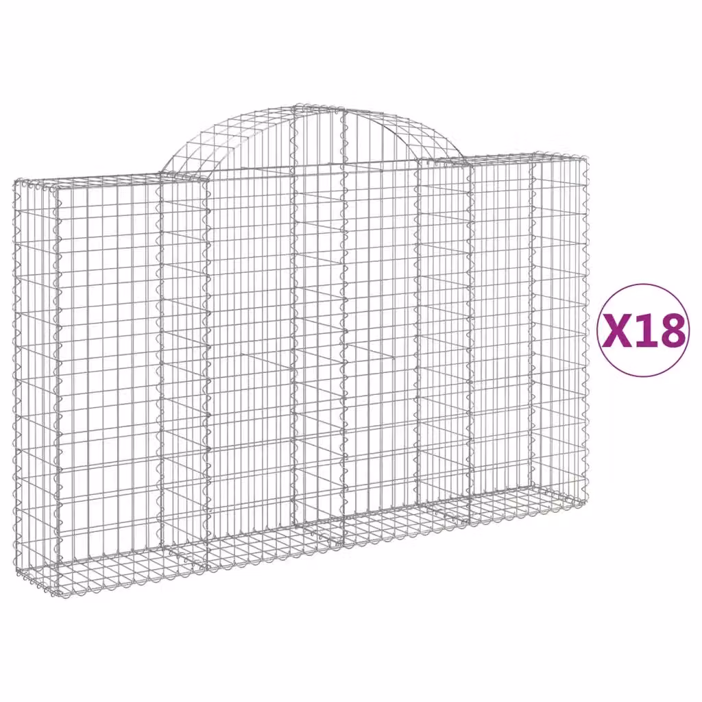 Set di 18 Cesti Gabbioni ad Arco Videx in Acciaio Zincato Colore Silver L: 200 cm, P: 30 cm, H: 120/140 cm – 2