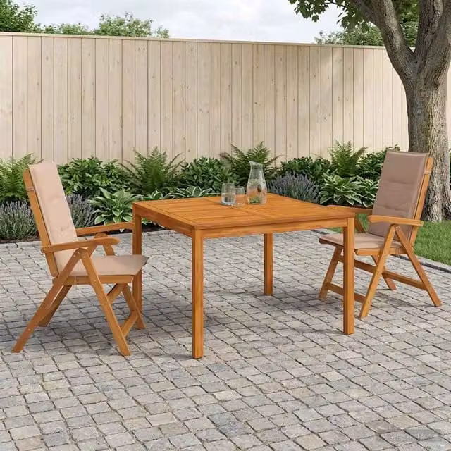 Set da Pranzo per Giardino Naturale Legno di Acacia Massello 3434611