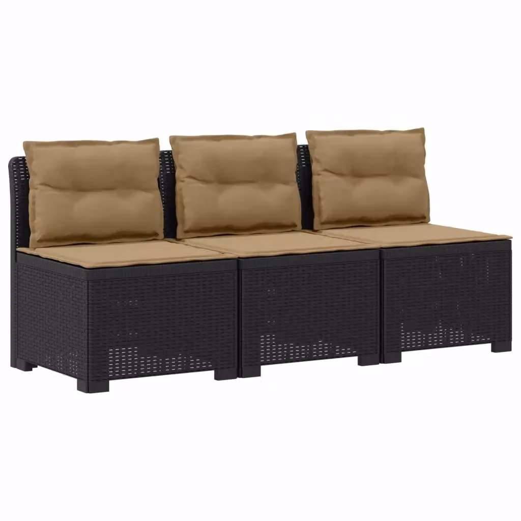 Divano da giardino a 3 posti vidaXL con cuscini in look rattan, antracite e beige – 2