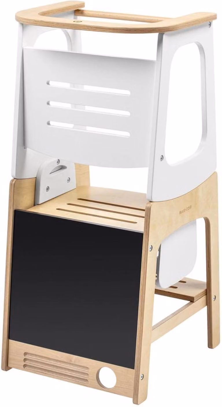 Sedia Montessori in legno Azomor per bambini con altezza regolabile e set da tavolo