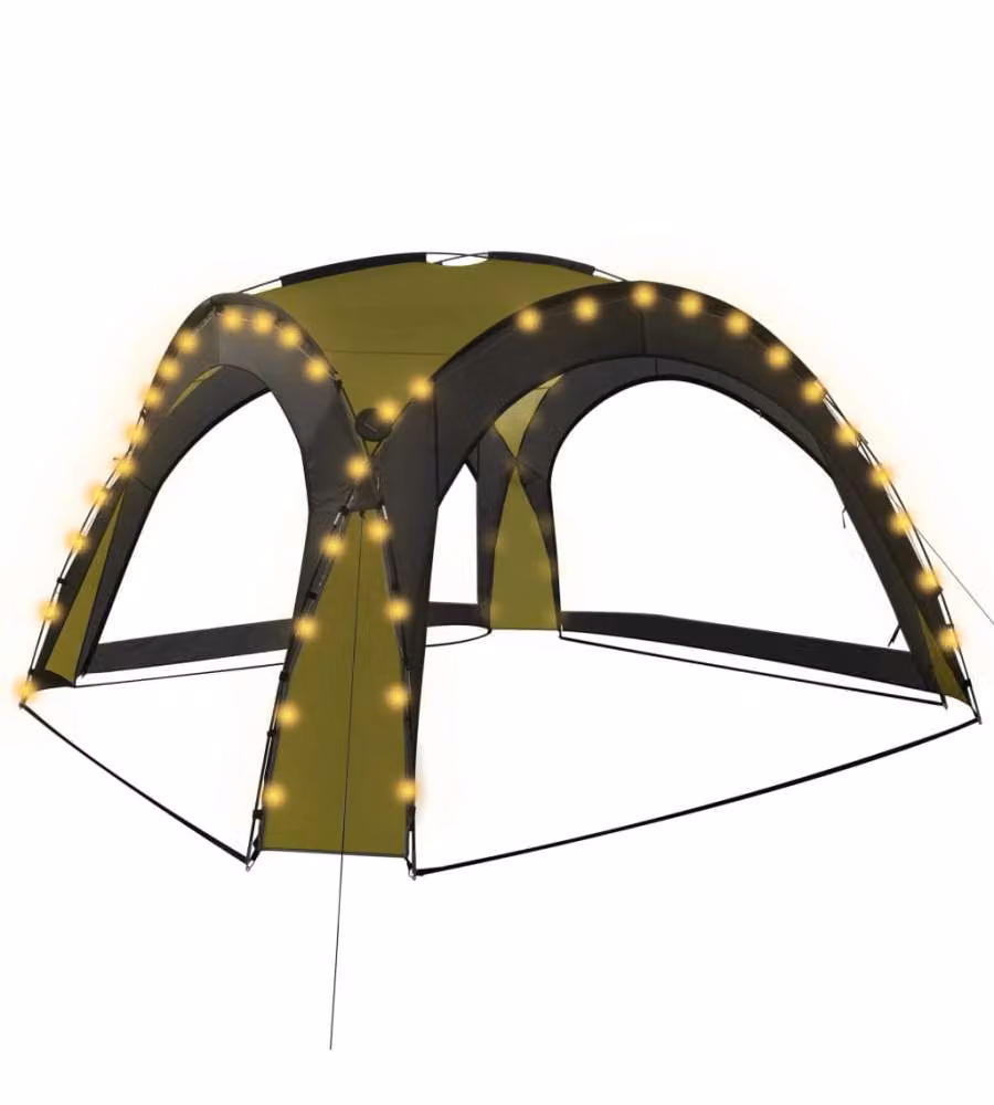 vidaXL Tenda per Feste con LED e 4 Pareti Verde L/P/H: 3,6 x 3,6 x 2,3 m – 2