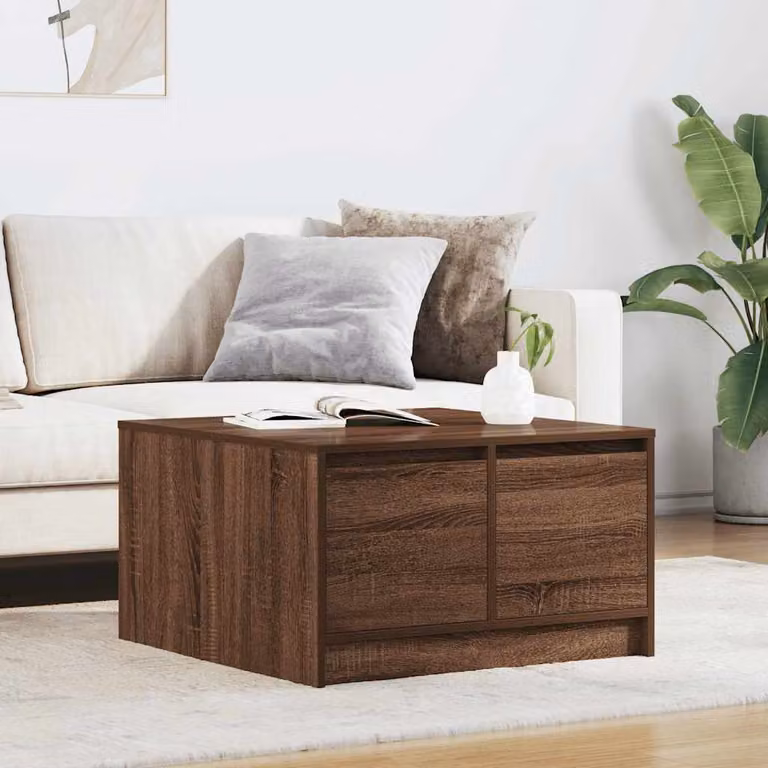 Tavolino da salotto vidaXL con cassetti in legno color rovere marrone L: 70,5 cm, P: 70,5 cm, H: 40 cm