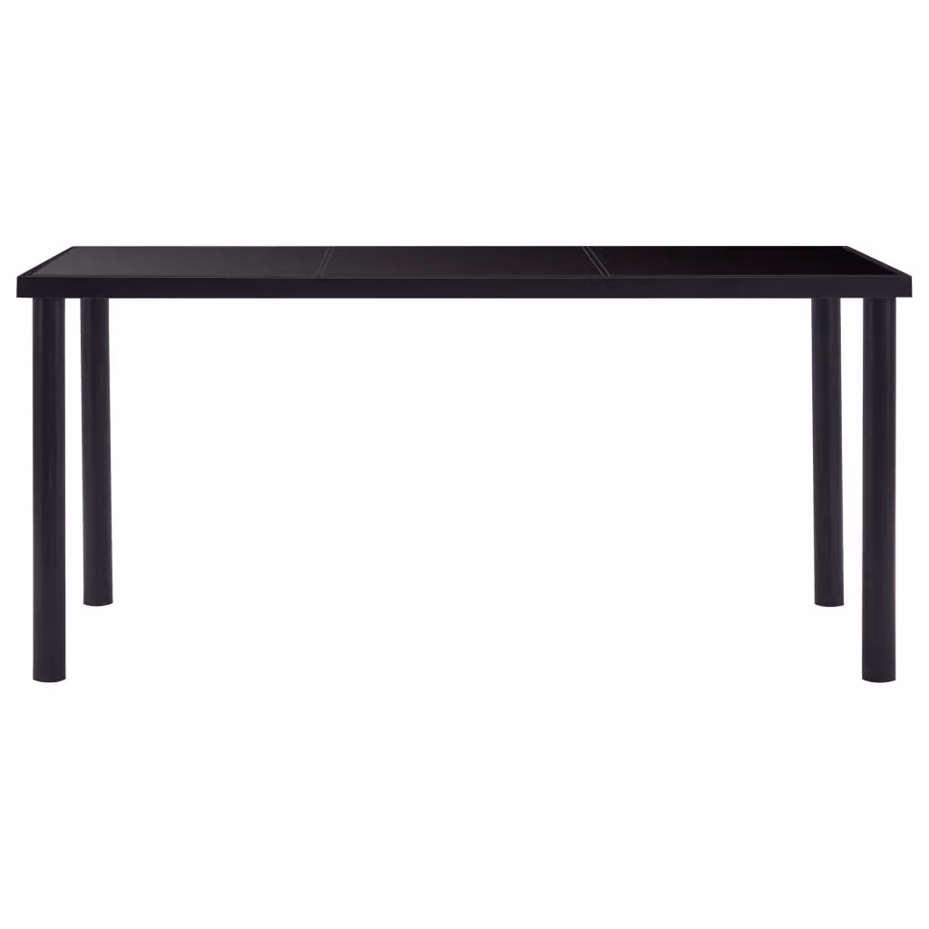 Tavolo da pranzo e da cucina moderno rettangolare in vetro temperato nero lucido L/P/H: 160 x 80 x 75 cm – 2