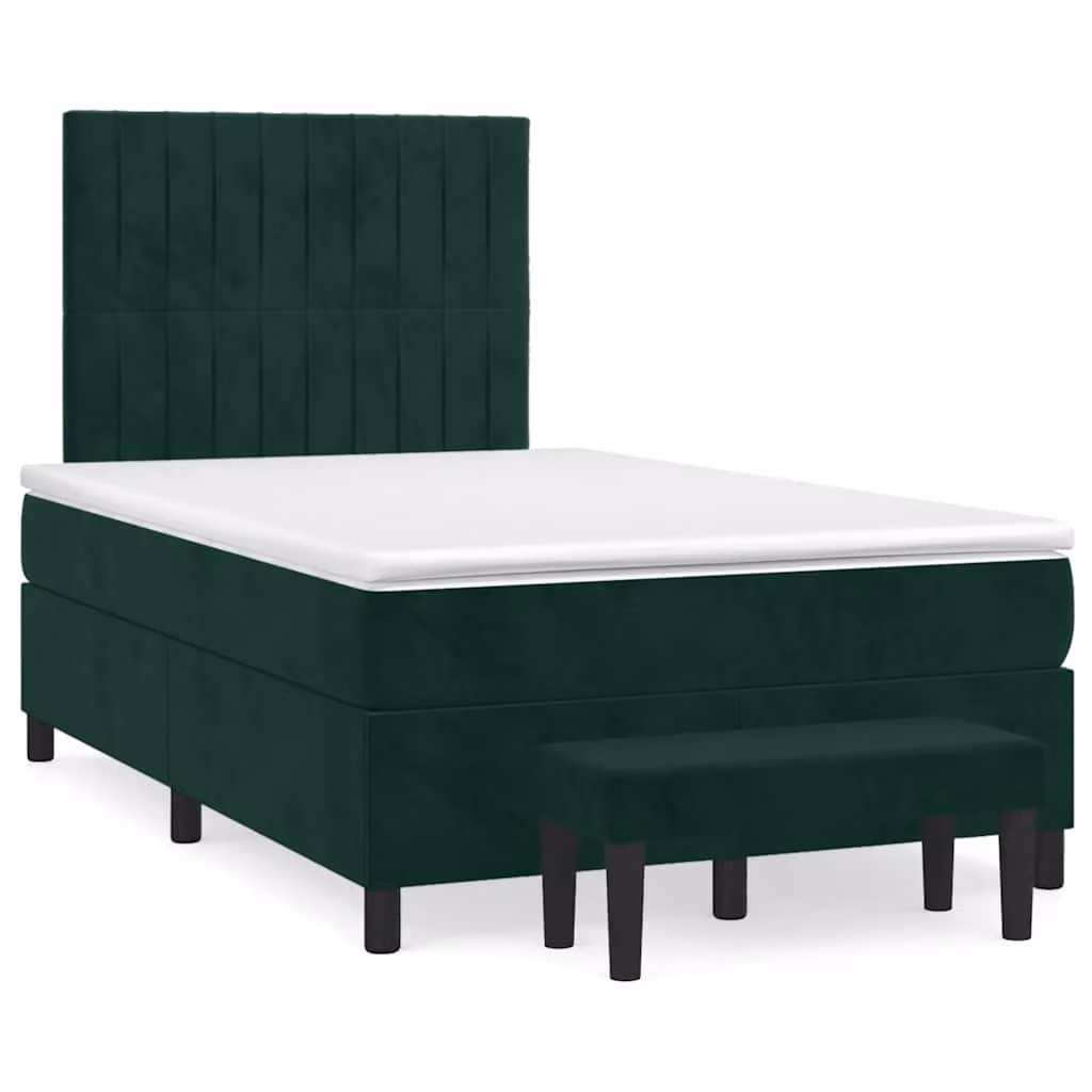 Giroletto a Molle con Materasso Ibrido vidaXL in Velluto Verde e Bianco L/P/H: 120 x 200 cm