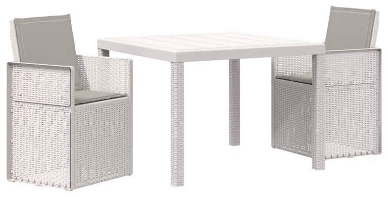 Set da Pranzo per Giardino 3 pcs Bianco e Grigio Chiaro PP