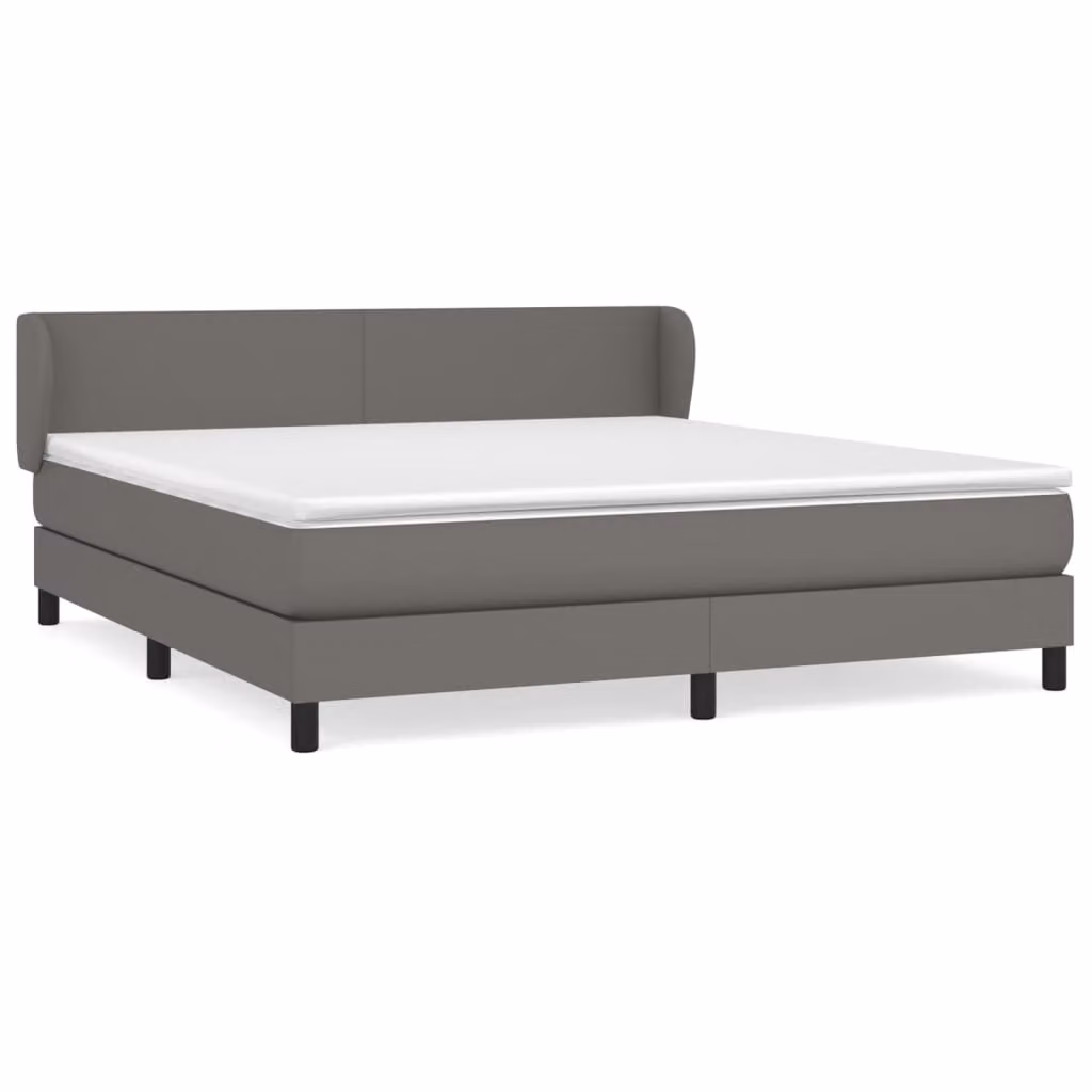 Giroletto a Molle con Materasso Grgio 180x200 cm in Pelle finta