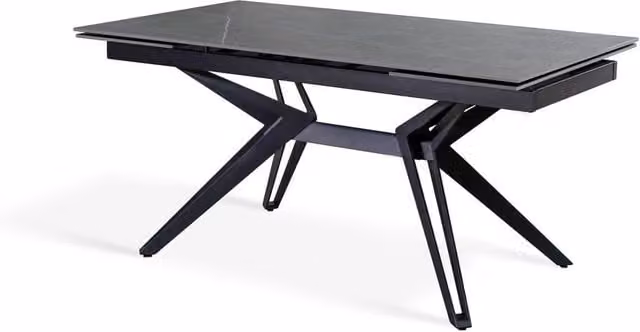 E-Stylo Tavolo allungabile rettangolare con piano in ceramica grigia e base in metallo nero opaco L/P/H: 160/240 x 90 x 76 cm – 1