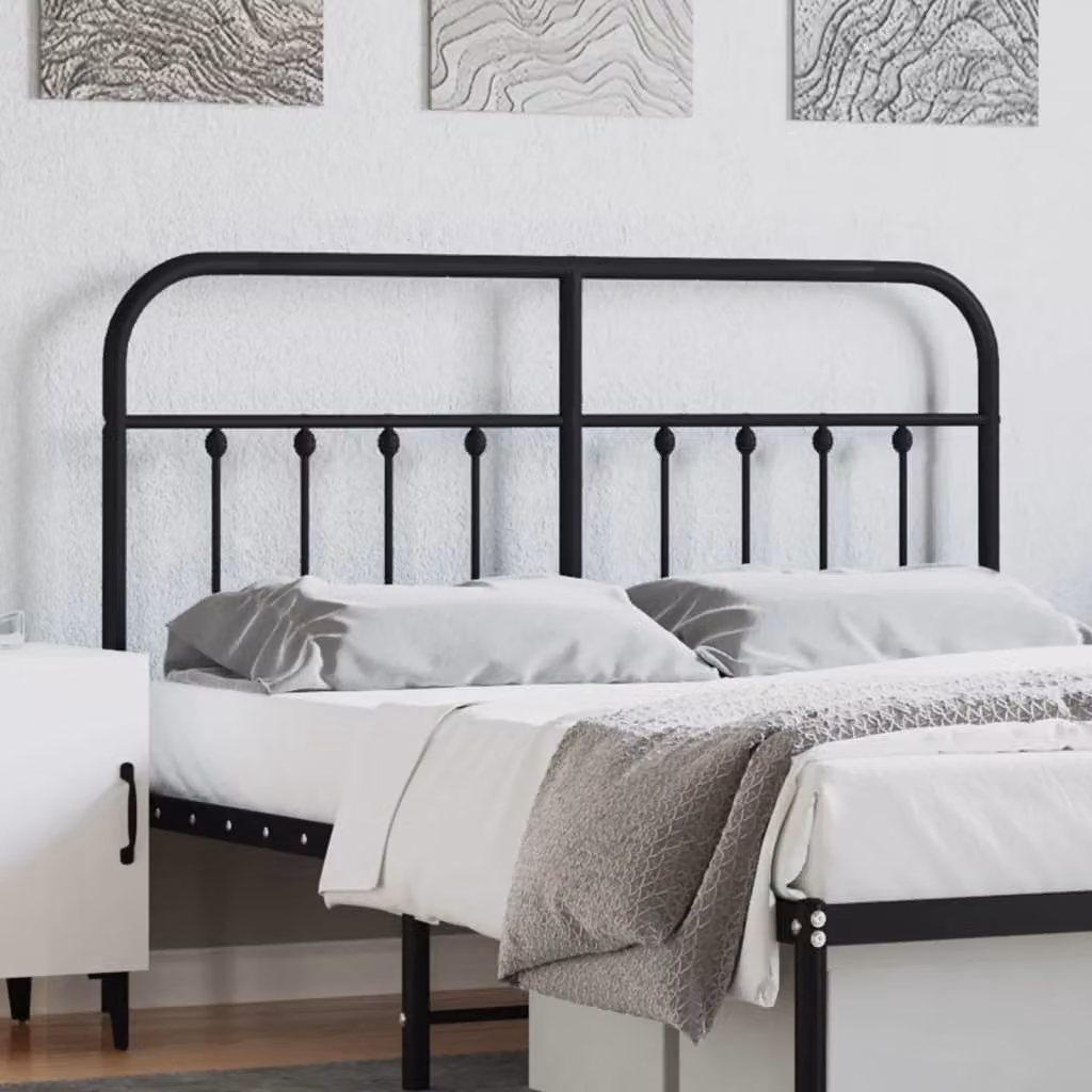 Testiera di ricambio vidaXL in metallo nero laccato per letto 140x200 cm