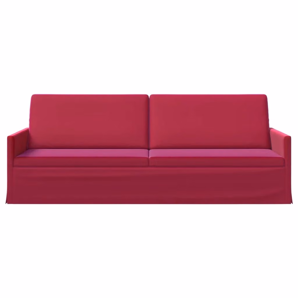Divano a 3 posti vidaXL in velluto rosso con struttura in metallo, L: 220 cm, P: 81 cm, H: 82 cm – 2